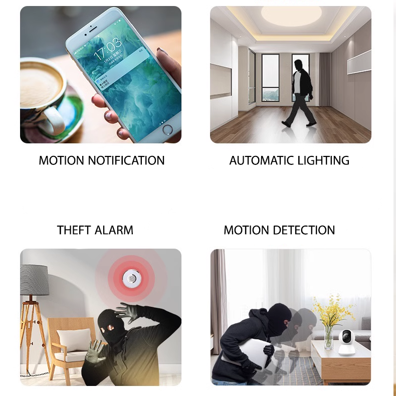 Motion Detector, Infrared Sensor Surveillance Wi-Fi Tuya APP Control Smart Monitoring