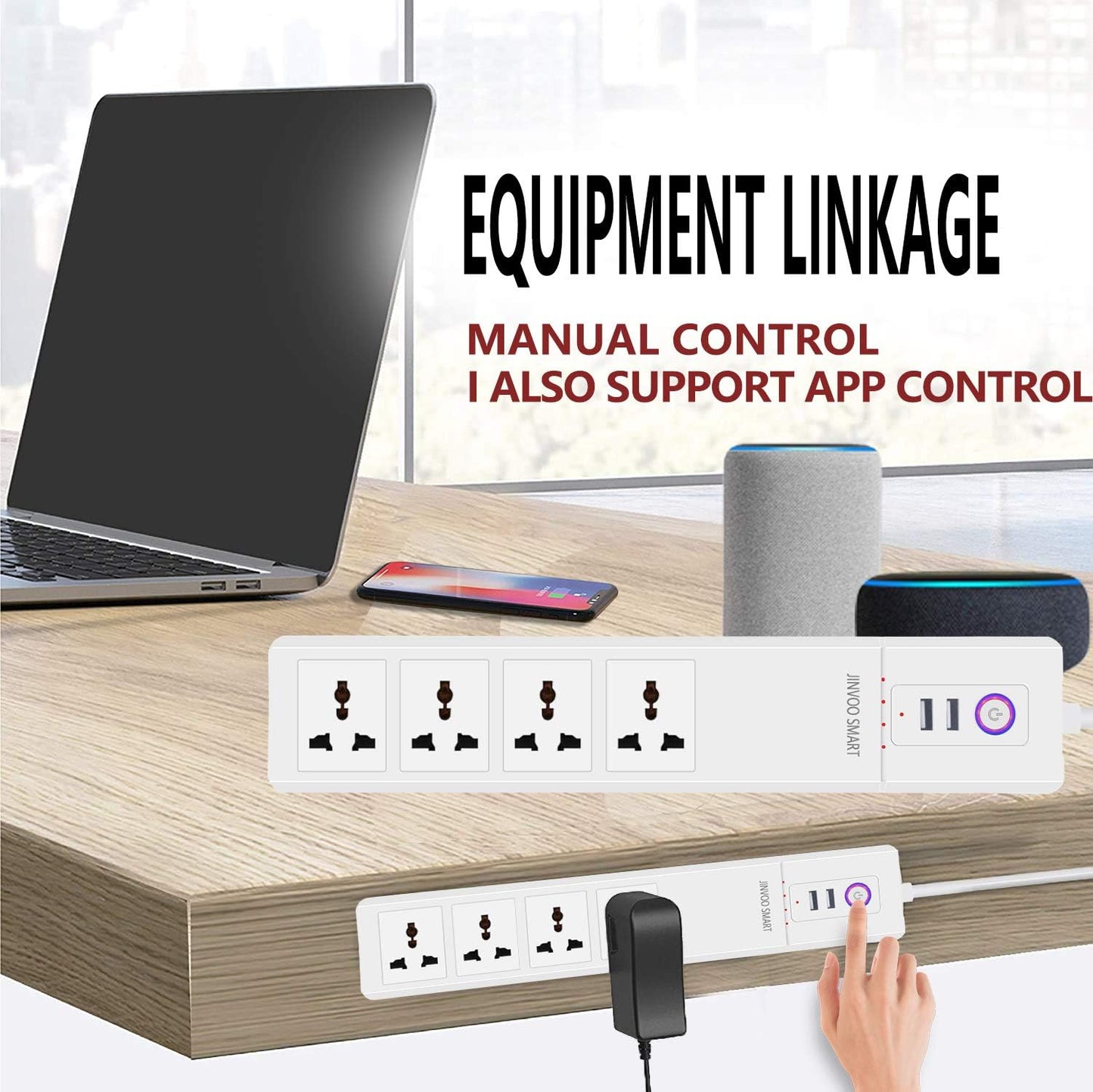 Wi-Fi smart power strip Wi-Fi Surge Protector Voice Control with Alexa & Google Home 4 AC Outlets 2 USB Port APP Individual Control Timing Schedule Overload Protection No Hub Required BC Certified