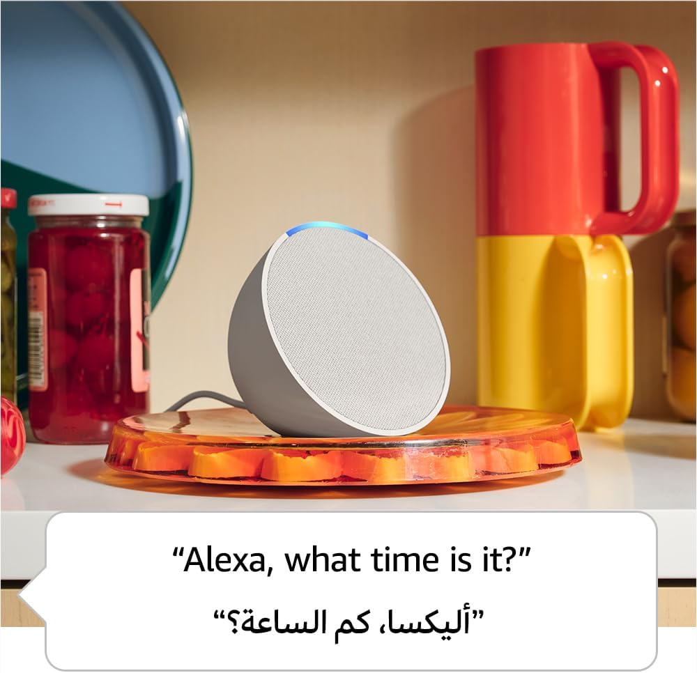 Echo Pop | Full sound compact Wi-Fi & Bluetooth smart speaker with Alexa | Use your voice to control smart home devices, play music or the Quran, and more (speaks English & Khaleeji)