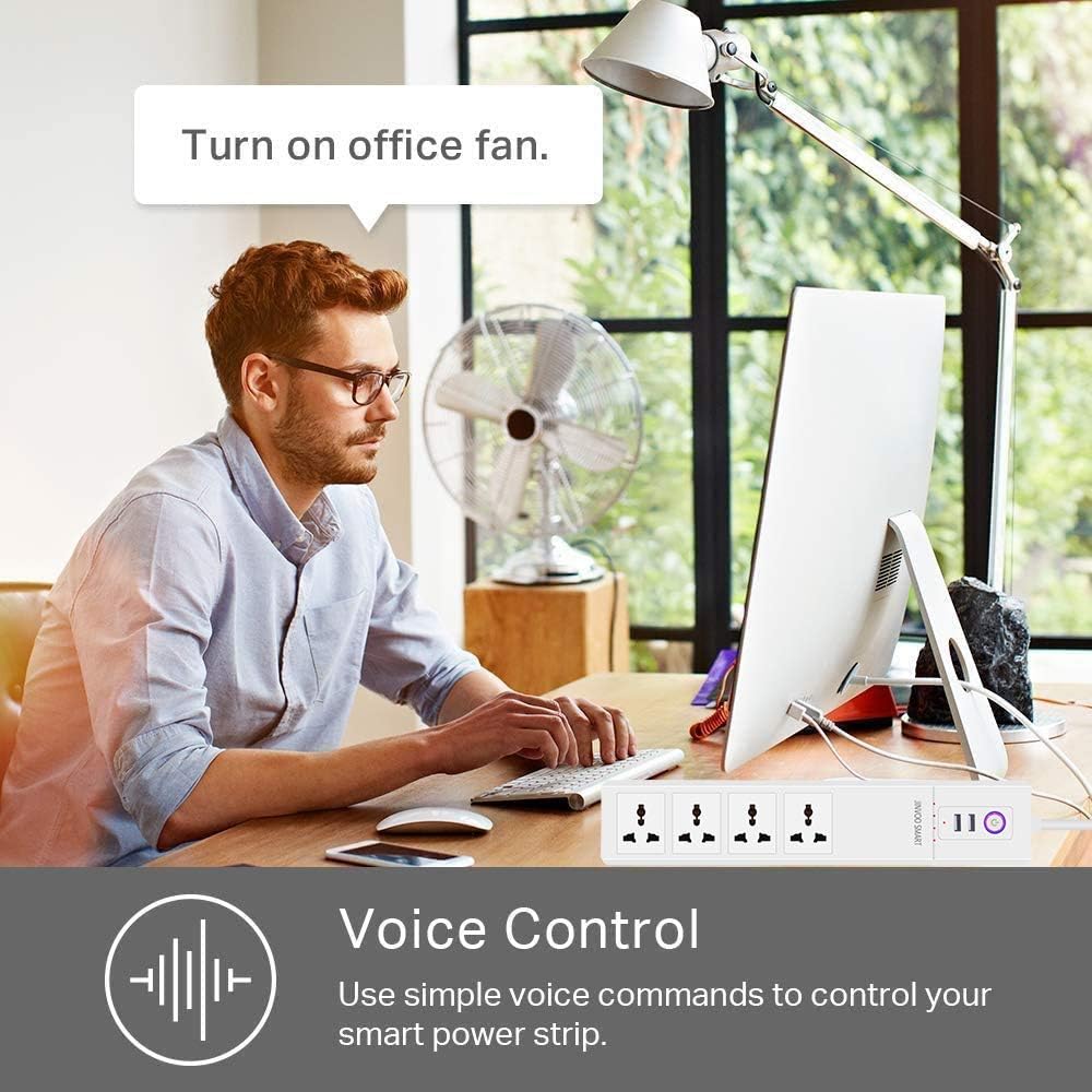 Wi-Fi smart power strip Wi-Fi Surge Protector Voice Control with Alexa & Google Home 4 AC Outlets 2 USB Port APP Individual Control Timing Schedule Overload Protection No Hub Required BC Certified