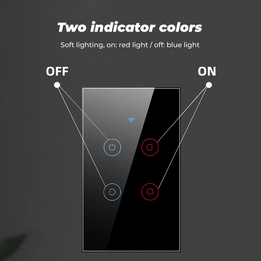 Smart Wall Light Switch Glass Panel RF433&Wi-Fi Smart Life Tuya APP Remote Control Works Wi-Fi with Alexa Google Home 4 Gang White Color