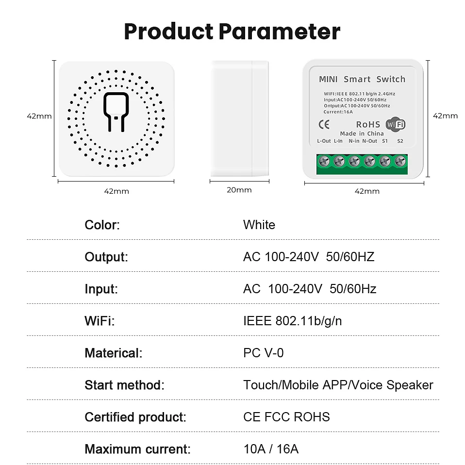 Mini Smart Wi-Fi Switch Wireless Remote Control Timer Switch Relay Module, One On Single Control, for Controlling Household Appliances