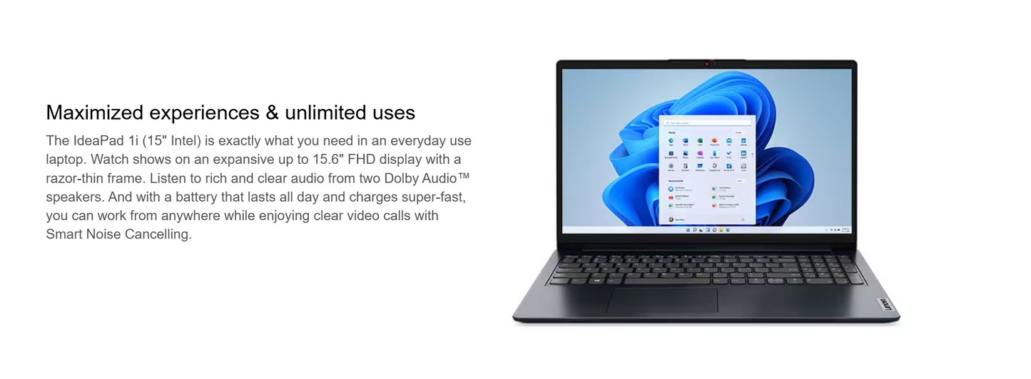 Lenovo IdeaPad 1 (2023) NEW Intel Celeron N4500 2-Cores w/ 8GB Ram & SSD Storage - Abyss Blue