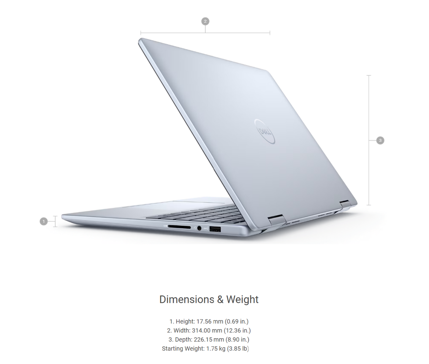 DELL Inspiron 14 7440 (2024) NEW Intel Core 5 10-Cores 2-in-1 Touch Display w/ 360° Touch Display & Fast Charge - Ice Blue