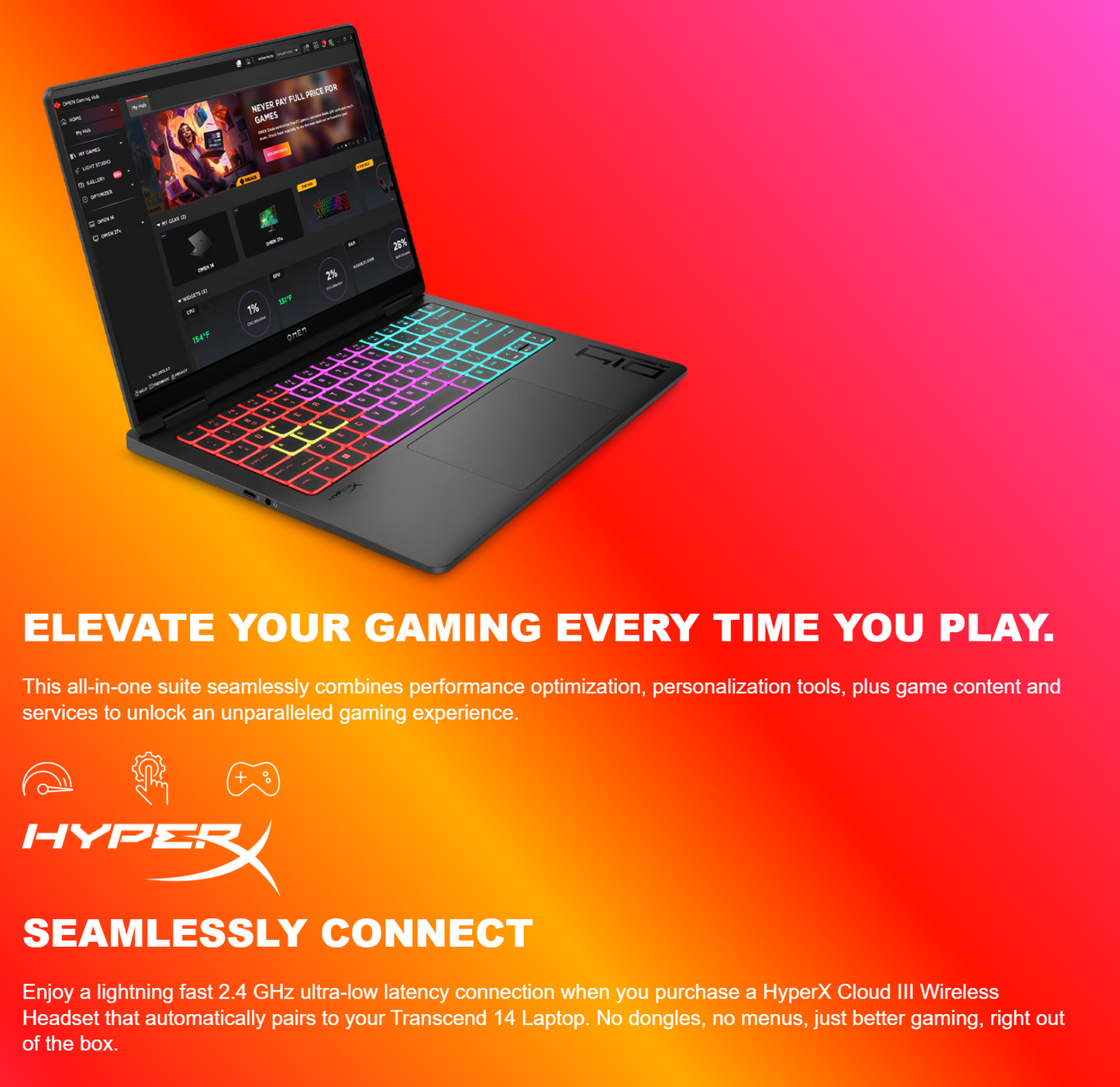 HP OMEN Transcend 14 (2025) 14- fb1002ne NEW Intel Core Ultra 9 Gen II 285H 16-Cores w/ NVIDIA RTX™ 5070 8GB DDR7 & 3K OLED 120Hz Display , Shadow Black