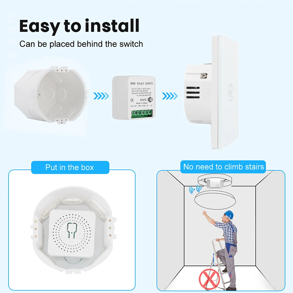 Mini Smart Wi-Fi Switch Wireless Remote Control Timer Switch Relay Module, One On Single Control, for Controlling Household Appliances
