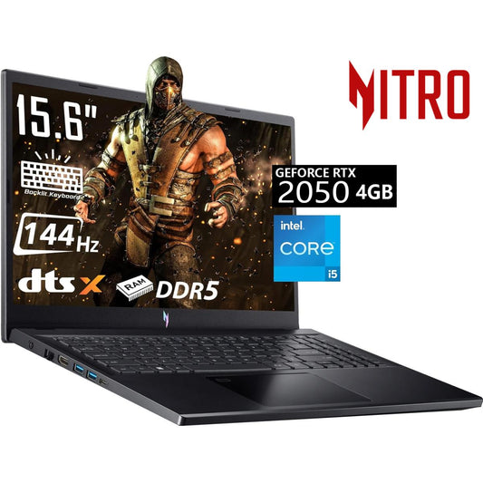 Acer Nitro V15 (2024) ANV15-51- 59RM 13Gen Intel Core i5 10-Cores w/ DDR5 Memory & Nvidia RTX 2050 4GB & 144 Hz Display (Customized) - Black