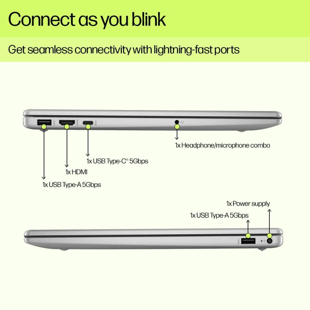HP Laptop 15-fd0269ne (2024) NEW 13th Gen Intel Core i3 6-Cores Slim Design w/ Backlit Keyboard Bundle ((HP BackPack + HP Z3700 Mouse)) - Silver
