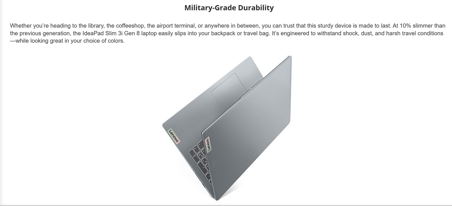 lenovo NEW IdeaPad Slim 3 (2024) 13th Gen Intel Core i3 6-Cores w/ DDR5 Memory & Full HD Display - Arctic Grey