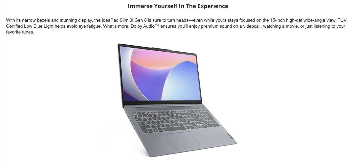 Lenovo NEW IdeaPad Slim 3 (2024) 13th Gen Intel Core i3 6-Cores w/ DDR5 Memory & 512GB SSD Storage - Arctic Grey