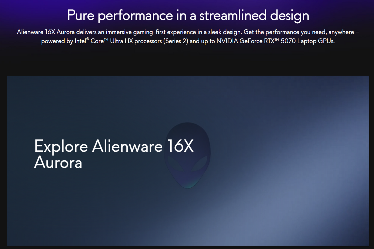 Dell Alienware 16X Aurora (2025) NEW Intel Core Ultra 9 Gen II 275HX 24-Cores w/ NVIDIA RTX™ 5060 8GB DDR7 & 2.5K IPS 240Hz Display , Blue