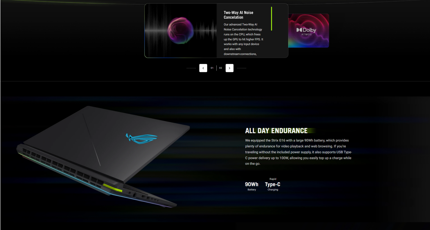 ASUS ROG Strix G16 (2025) G615LP NEW Intel Core Ultra 7 Gen II 255HX 20-Cores w/ NVIDIA RTX™ 5070 8GB DDR7 & 2.5K IPS 240Hz Display , Volt Green