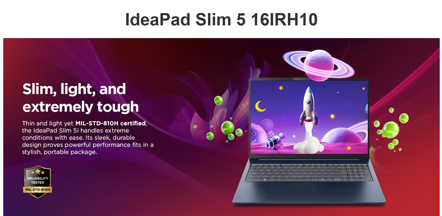 Lenovo NEW IdeaPad Slim 5 (2025) 13th Gen Intel Core i7 13620H 10- Cores High-Performance Processor w/ 16" IPS Display , Aluminium , WIFI 7 , USB C Charger , IR Full HD Camera & Backlit Keybaord , Luna Grey