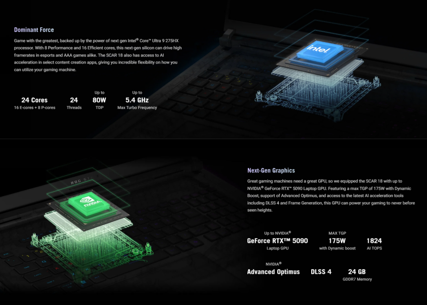 ASUS ROG Strix SCAR 18 (2025) G835LX NEW Intel Core Ultra 9 Gen II 275HX 24-Cores w/ NVIDIA RTX™ 5090 24GB DDR7 & ROG Nebula HDR Mini LED 2.5K 240Hz Display ((Bundle)) , Off Black