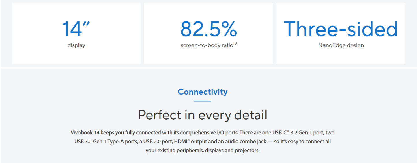 ASUS Vivobook 14 (2024) X1404VA NEW 13th Gen Intel Core i5 10-Cores Thin & Light Military-Grade (Customized) - Cool Silver