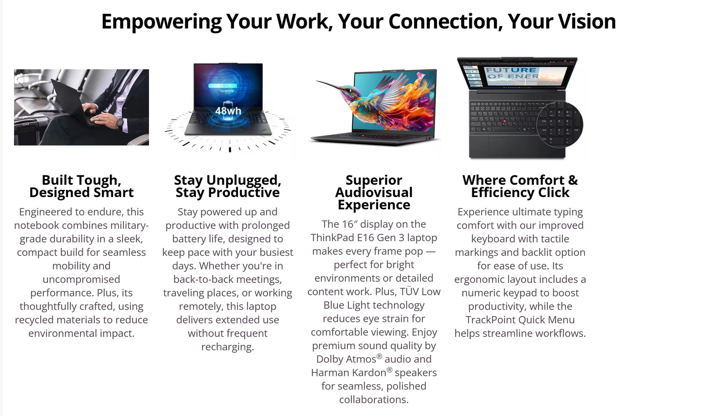 Lenovo NEW ThinkPad Edge E16 Gen 3 (2025) Intel® Ultra 5 Gen II 225U 12-Core Intel® AI Boost w/ DDR5 Memory & Backlit keyboard