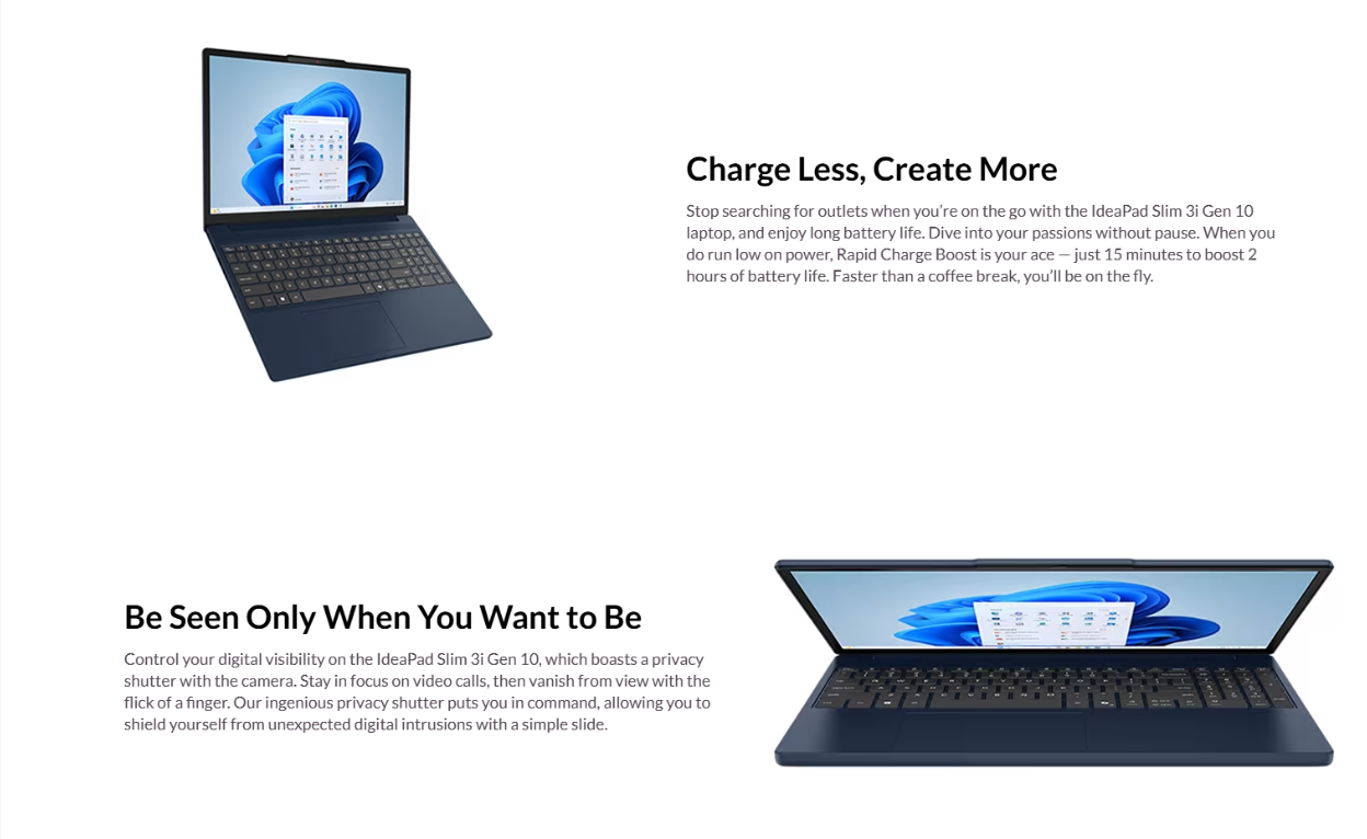 Lenovo NEW IdeaPad Slim 3 (2025) 13th Gen Intel Core i7 13620H 10-Cores HighPerformance Processor w/ DDR5 Memory & IPS Full HD Display - Luna Grey