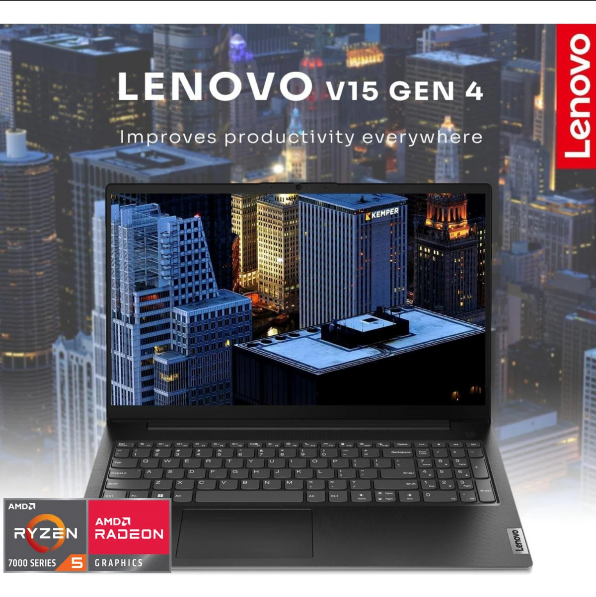 Lenovo V15 G4 (2024) NEW 7Gen AMD Ryzen 5 4-Cores Budget-Friendly Business Class w/ 2 Years Warranty & 16GB DDR5 Memory , Black