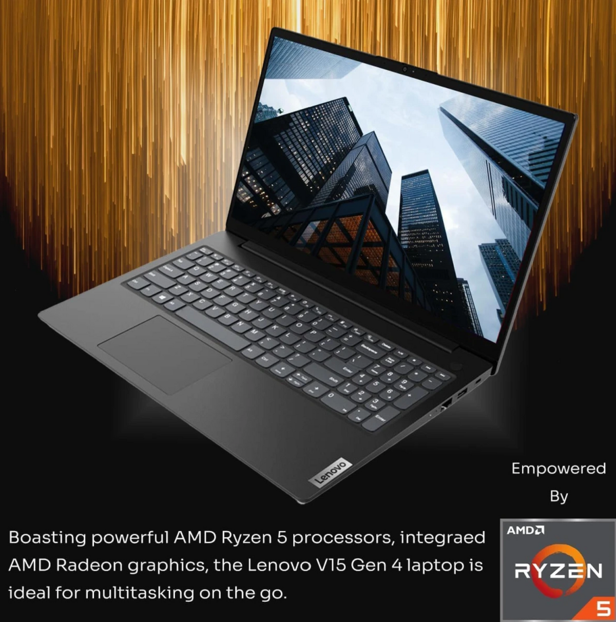 Lenovo V15 G4 (2024) NEW 7Gen AMD Ryzen 5 4-Cores Budget-Friendly Business Class w/ 2 Years Warranty & 16GB DDR5 Memory , Black
