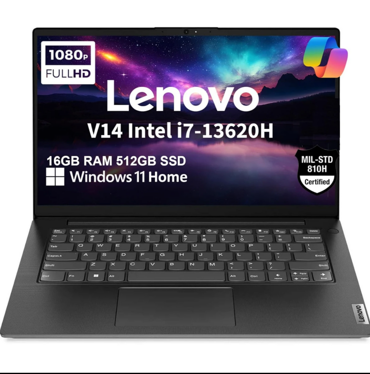 Lenovo V14 G4 (2025) 13th Gen Intel Core i7 13620H 10-Cores w/ HighPerformance Processor Business Class & Pre-Installed Windows 11 - Black