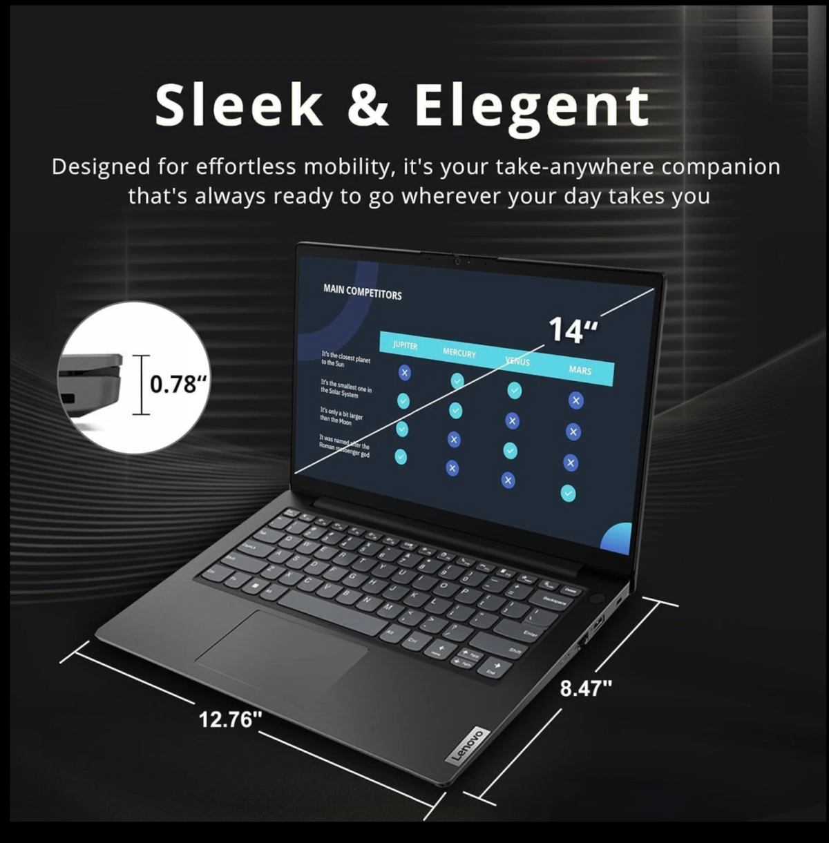 Lenovo V14 G4 (2025) 13th Gen Intel Core i7 13620H 10-Cores w/ HighPerformance Processor Business Class & Pre-Installed Windows 11 - Black