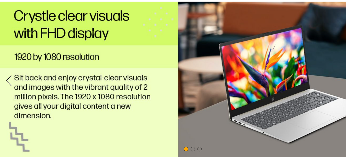 HP Laptop 15-fd0269ne (2024) NEW 13th Gen Intel Core i3 6-Cores Slim Design w/ Backlit Keyboard Bundle ((HP BackPack + HP Z3700 Mouse)) - Silver